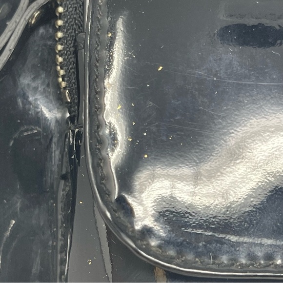 Lauren Ralph Lauren Purse Black Patent Leather Lined Inside and Outside Pockets - Picture 13 of 13